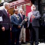 Frank Dobson MP speaking at Kenneth Williams Plaque unveiling Marchmont Street